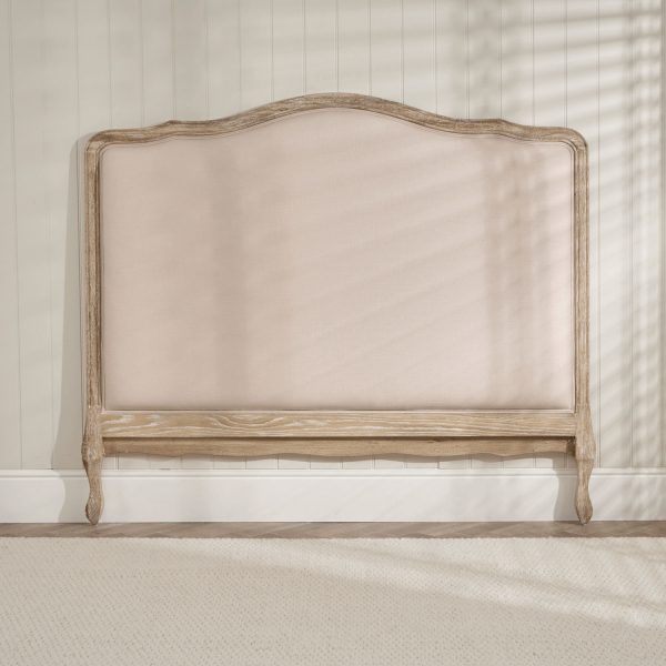 Clementine French Whitewash Oak Upholstered Divan Base Headboard – King