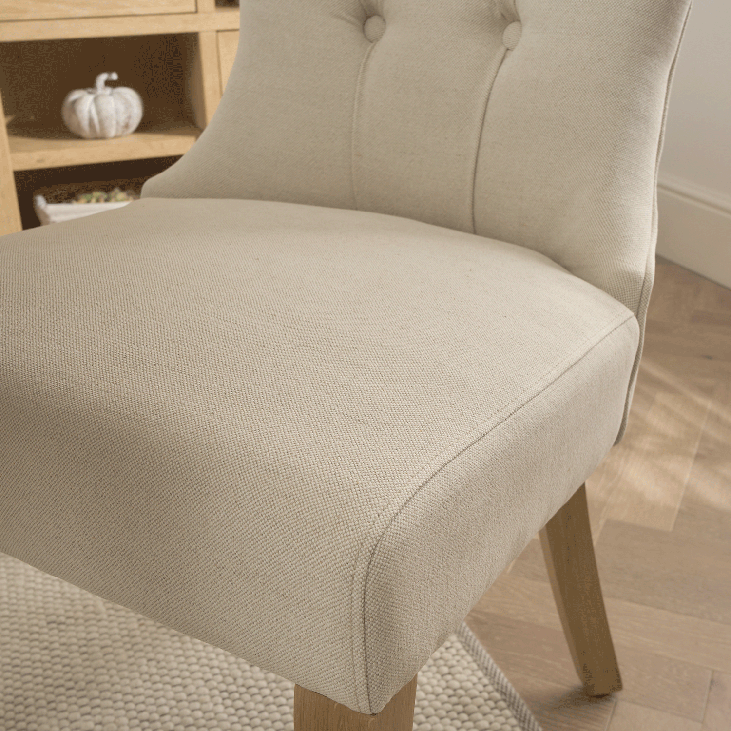 Burford Natural Linen Dining Chair | Oak Legs - Image 4