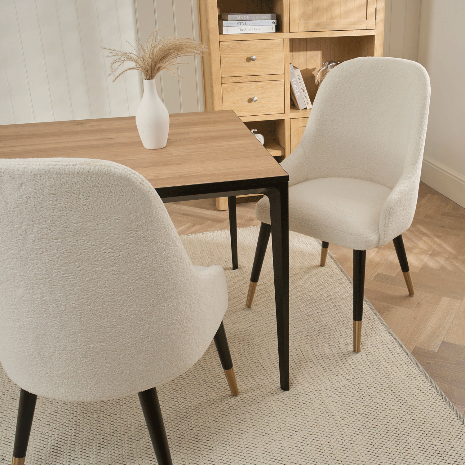 Isla Boucle Dining Chair with Gold Tipped Feet - Image 2