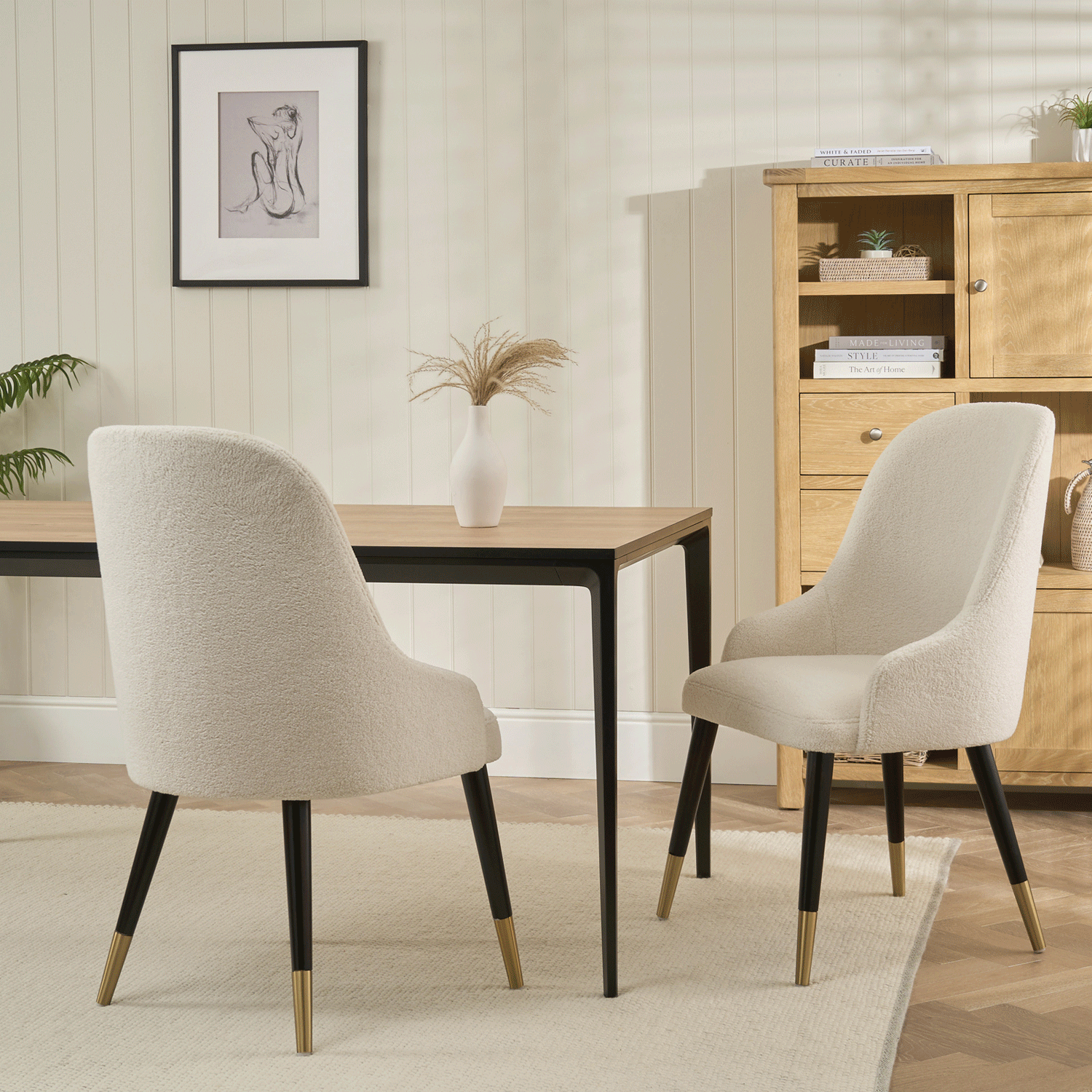 Isla Boucle Dining Chair with Gold Tipped Feet