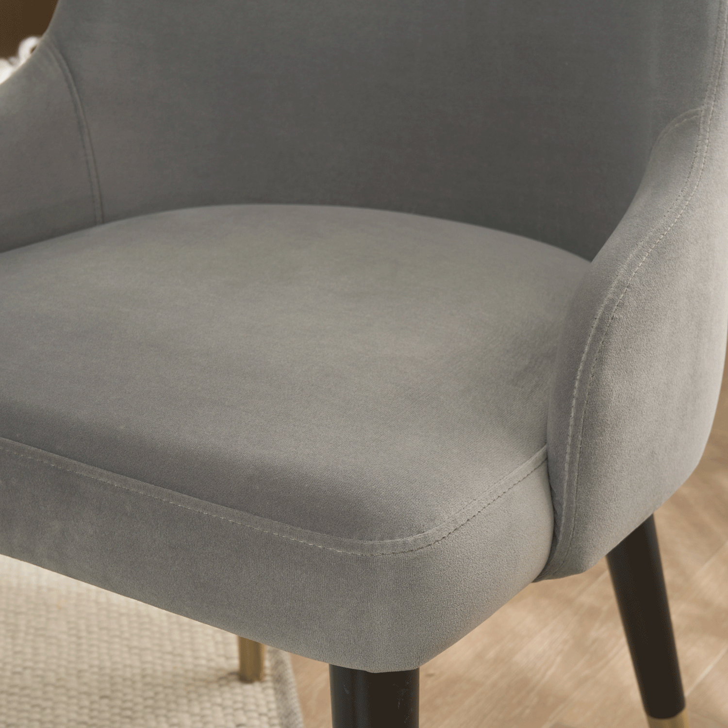 Isla Grey Velvet Dining Chair with Gold Tipped Feet - Image 4