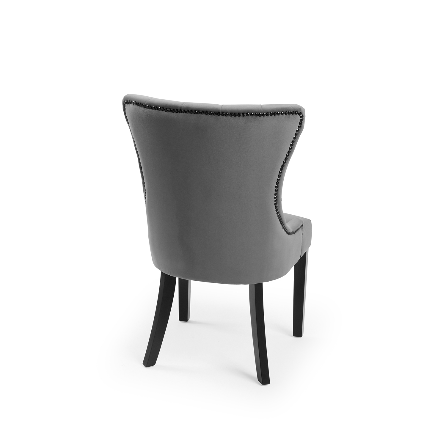 New Knightsbridge Grey Brushed Velvet Dining Chair – Black Studs