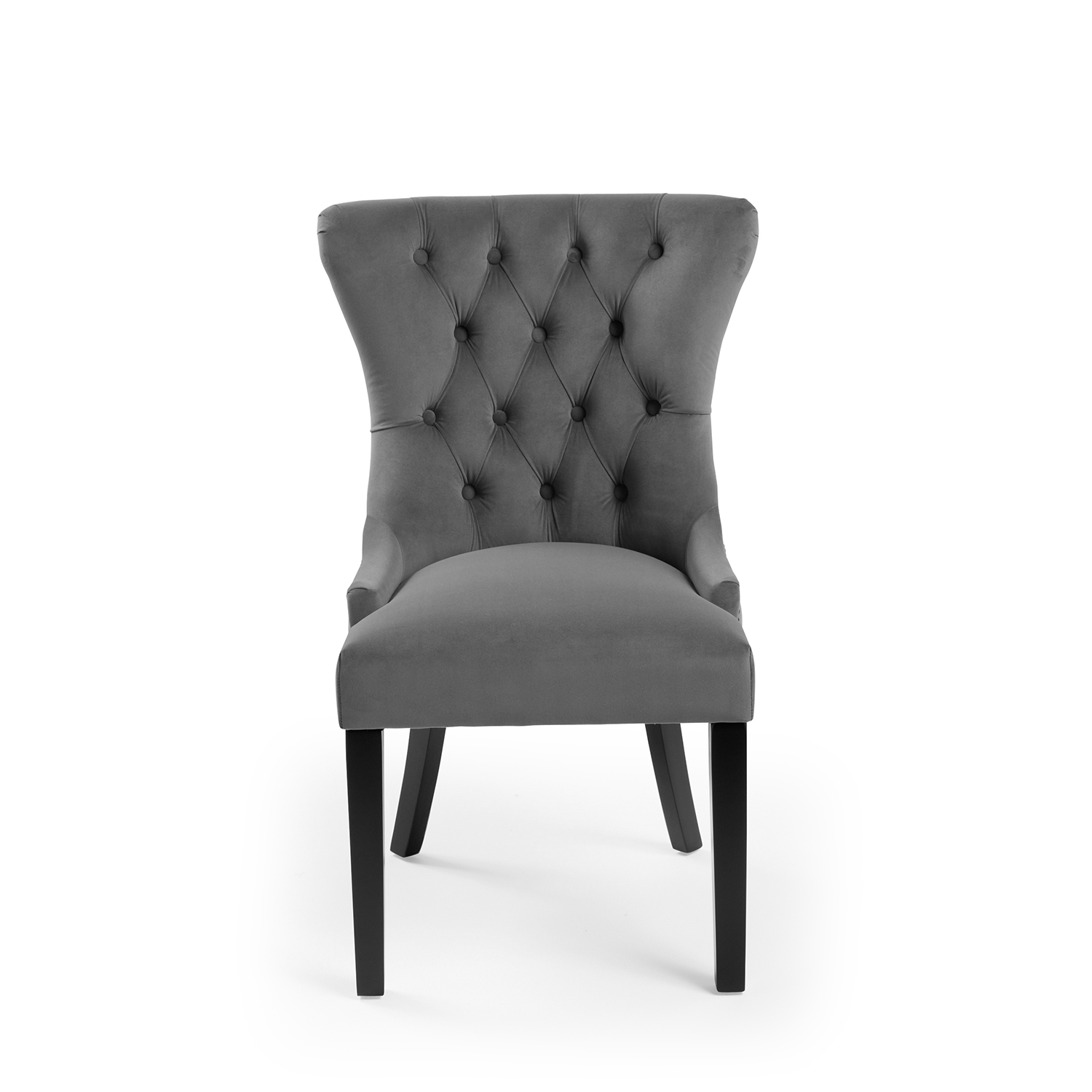 New Knightsbridge Grey Brushed Velvet Dining Chair – Black Studs