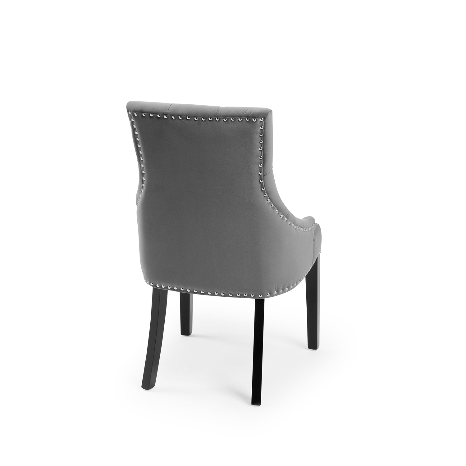 New Chelsea Grey Brushed Velvet Scoop Back Dining Chair Silver Studs
