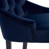 New Chelsea Dark Blue Brushed Velvet Scoop Back Dining Chair Black Studs - Image 11