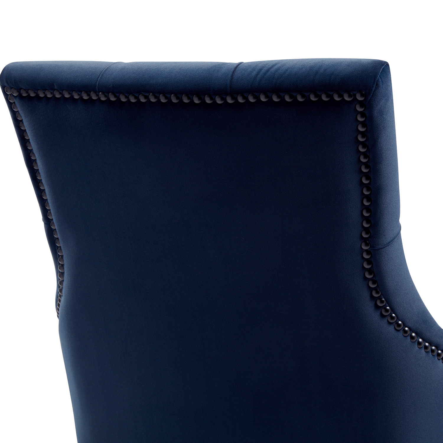 New Chelsea Dark Blue Brushed Velvet Scoop Back Dining Chair Black Studs