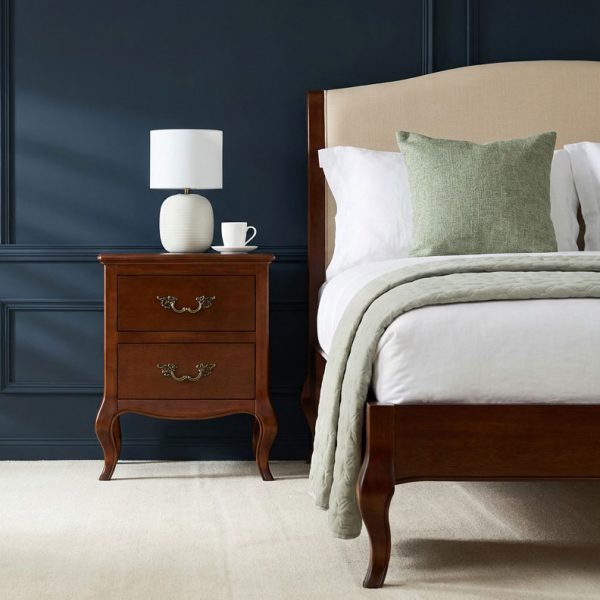 Lille French Mahogany Two Drawer Bedside Table