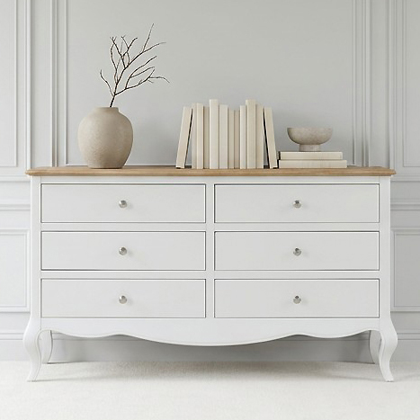 Lille French Chalk White 6 Drawer Wide Chest