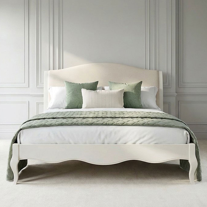 Lille French Chalk Upholstered Low Foot Board Bed King