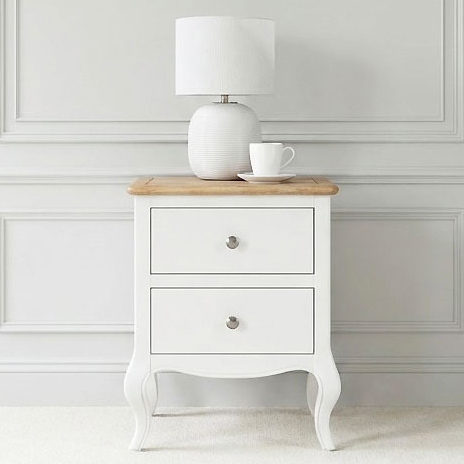 Lille French Chalk White Two Drawer Bedside Table