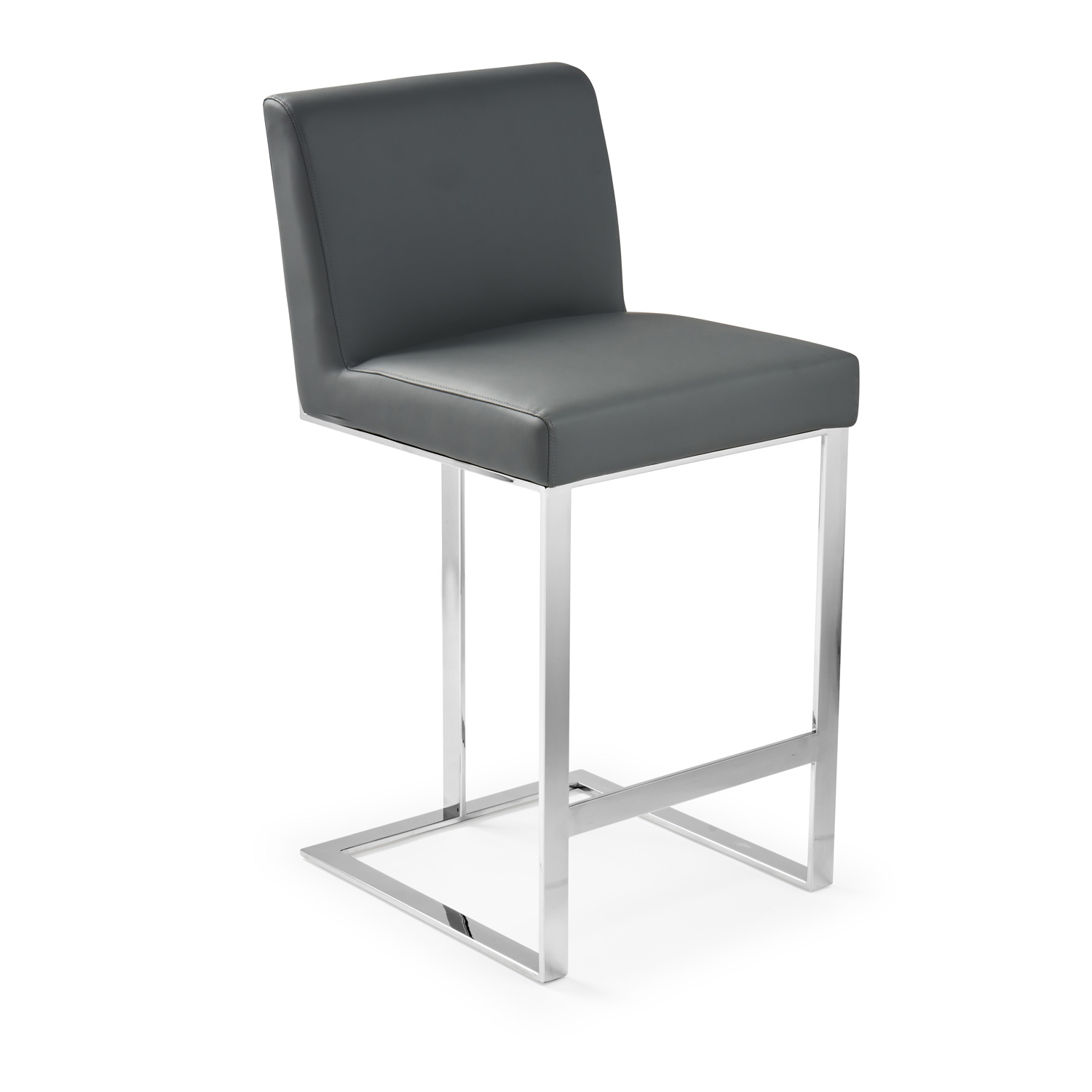Bailey Grey Faux Leather Kitchen Island Counter Stool – Polished Steel