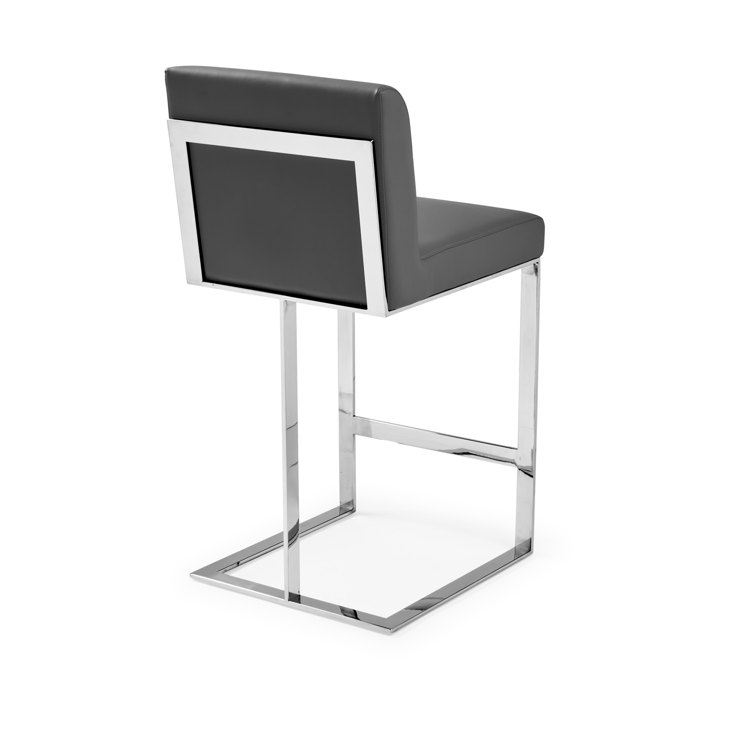 Bailey Grey Faux Leather Kitchen Island Counter Stool – Polished Steel