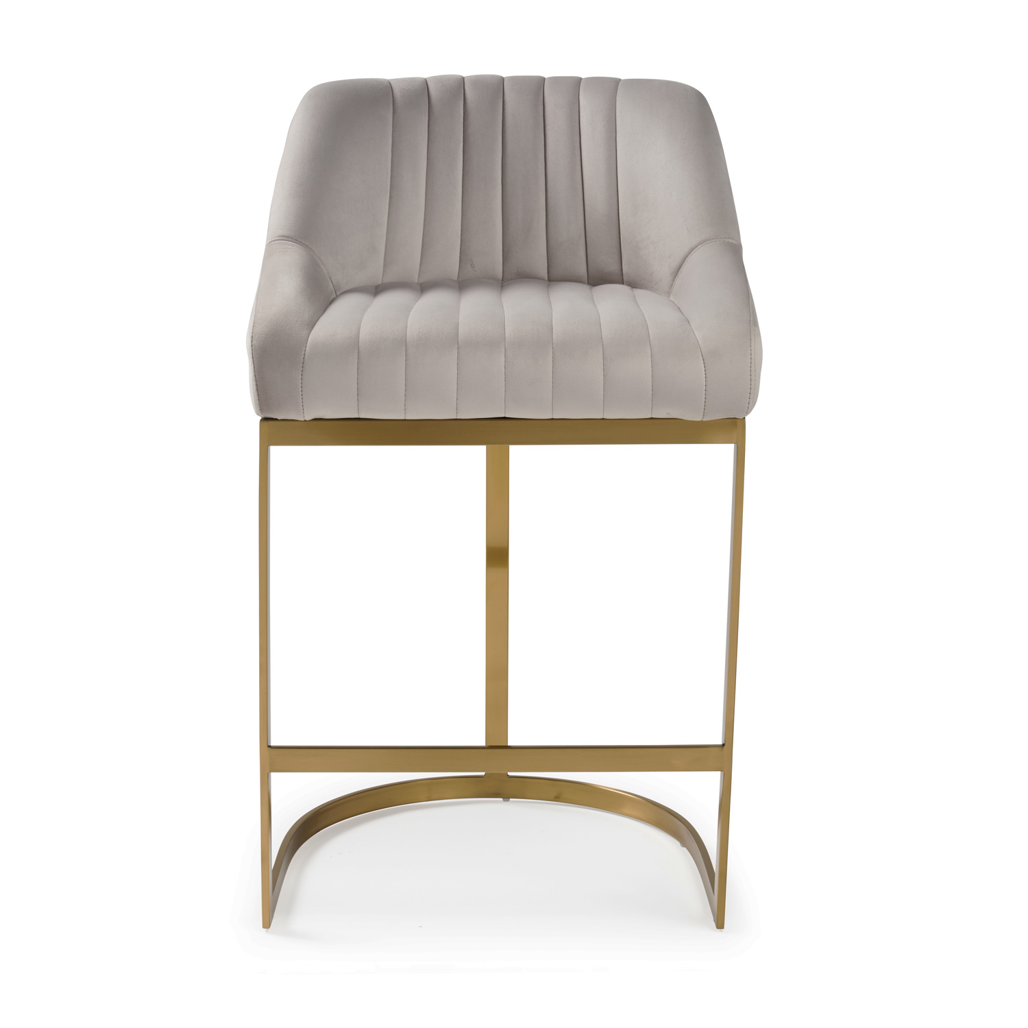 Dove Grey Velvet Bar Stool with Gold Steel Footrest Grosvenor Furniture