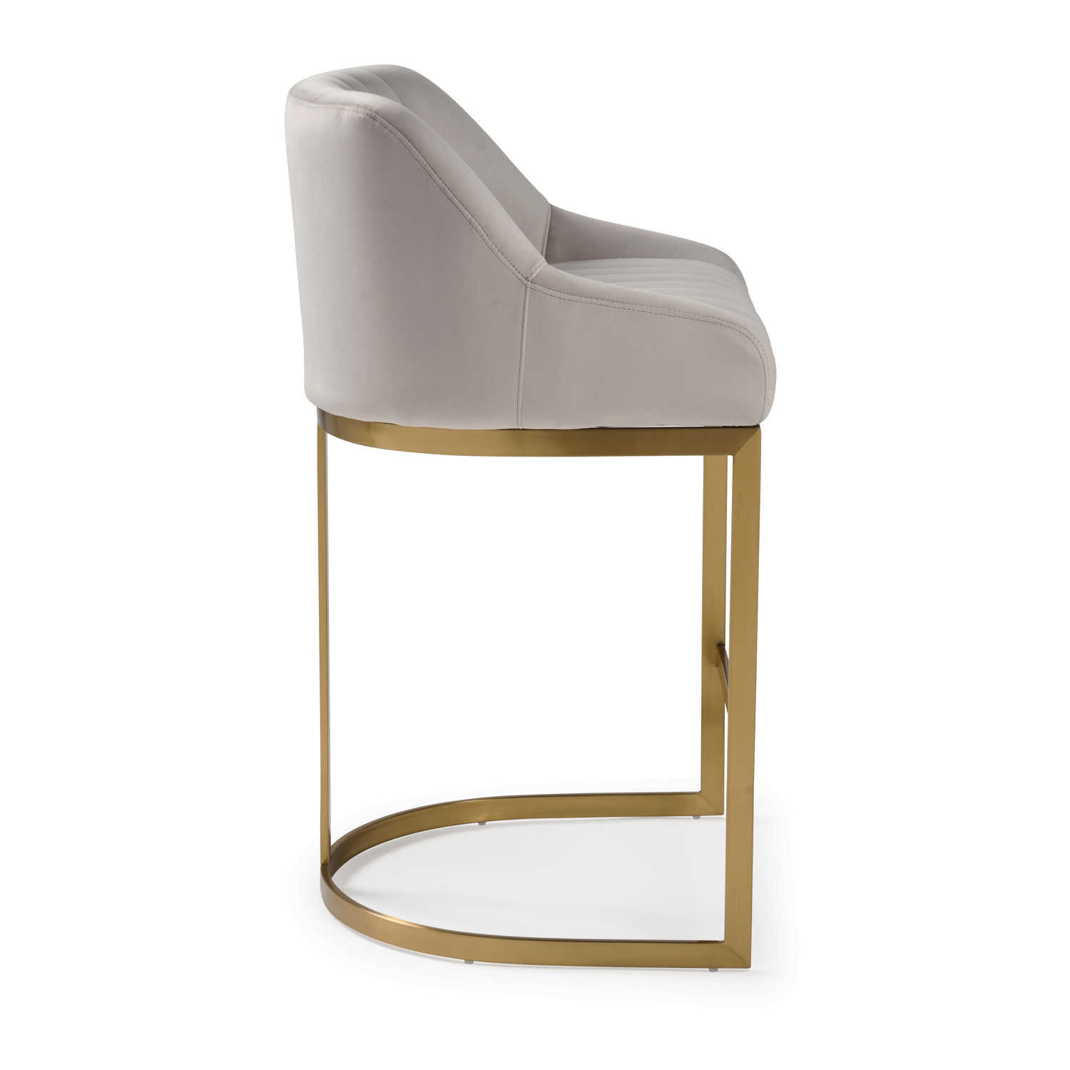 Dove Grey Velvet Bar Stool with Gold Steel Footrest Grosvenor Furniture