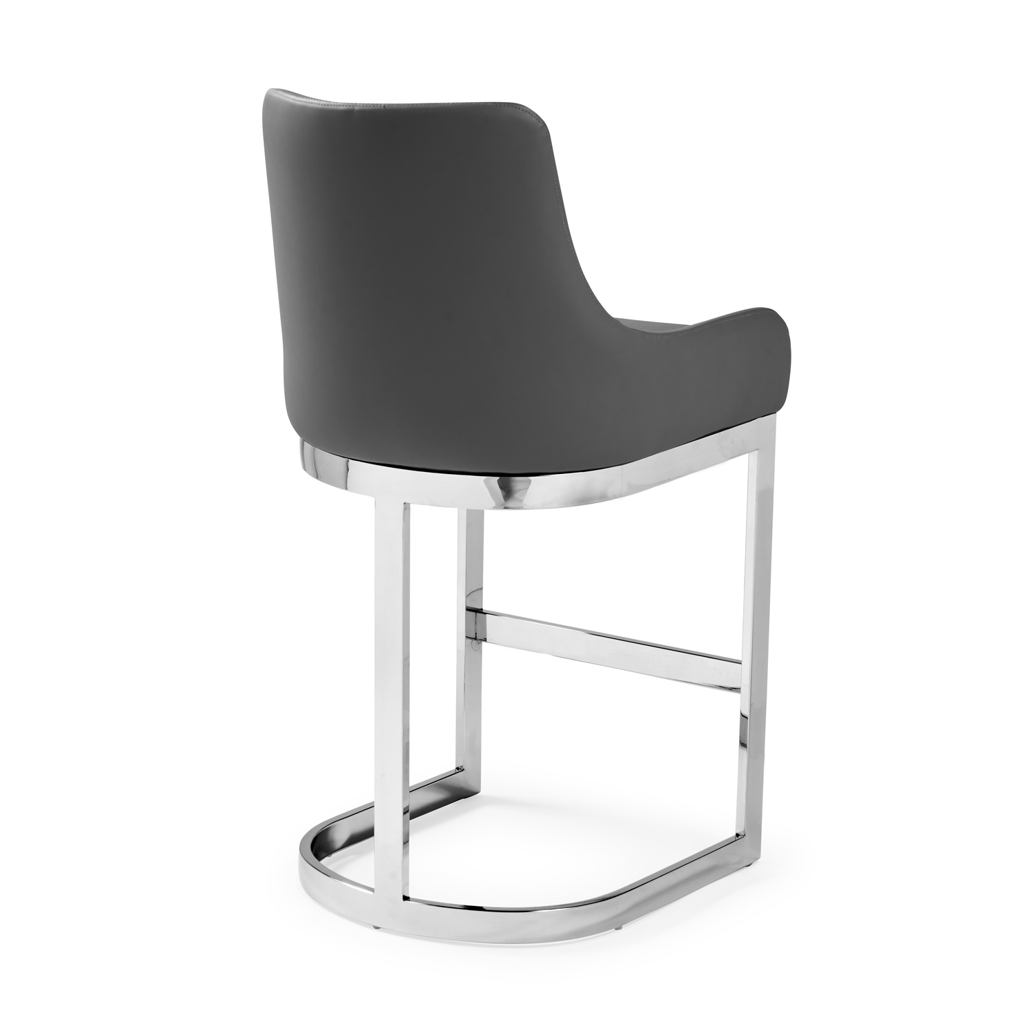 Clara Grey Faux Leather Kitchen Counter Stool with a Stainless Steel Frame