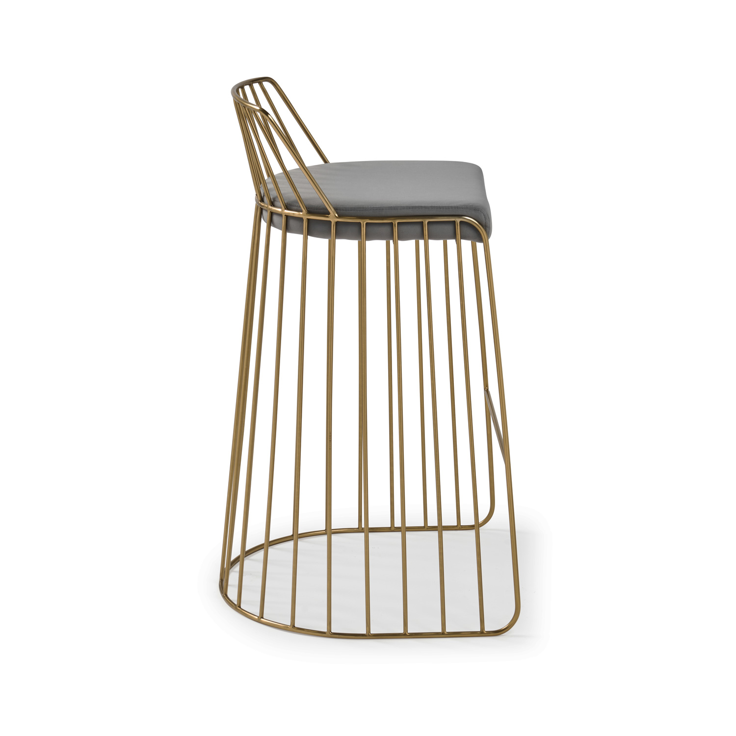 Claudia Grey Velvet Kitchen Barstool With a Gold Solid Frame