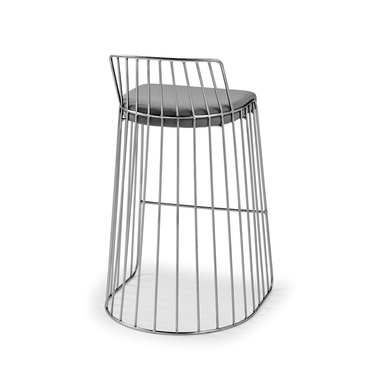 Claudia Grey Velvet Stainless Steel Kitchen Barstool