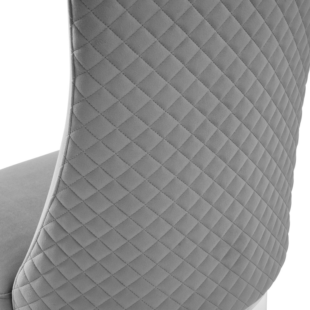 (Set of 2) Joan Grey Velvet Quilted Upholstered Dining Chair - Image 8