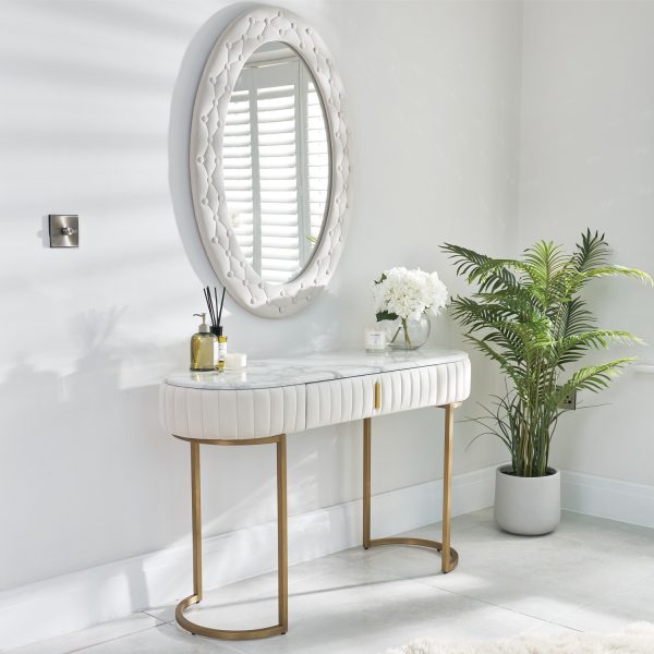 Italian Luxurious Gold Framed Marble Dressing Table Set