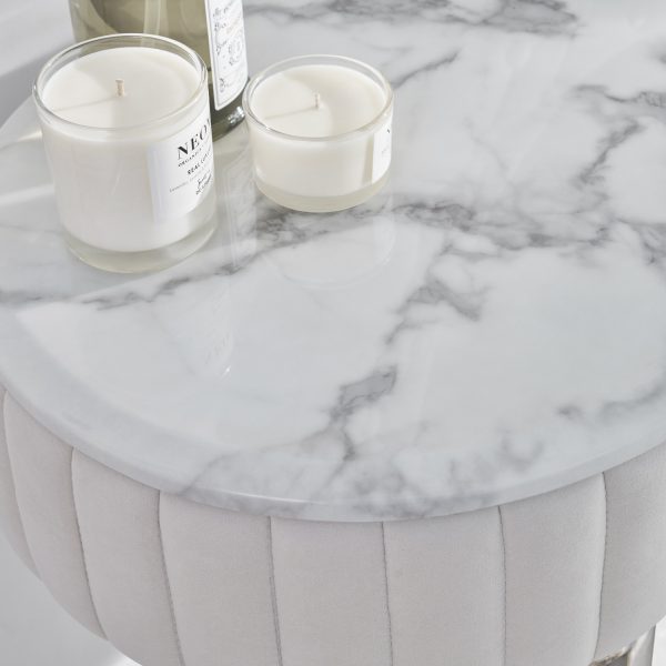 Italian Luxurious Polished Silver Framed Marble Dressing Table Set