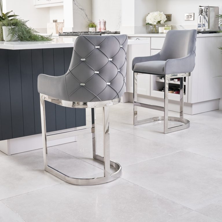 Grey Velvet Breakfast Bar Stool Grosvenor Furniture