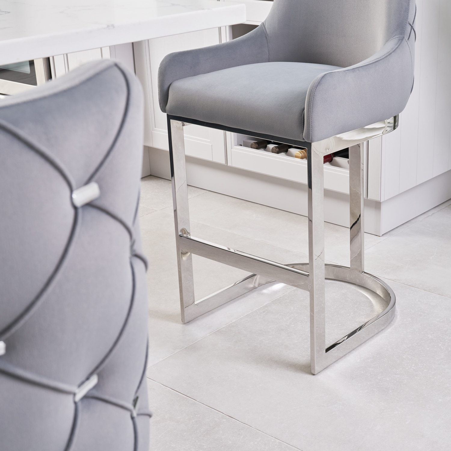 Grey Velvet Breakfast Bar Stool Grosvenor Furniture