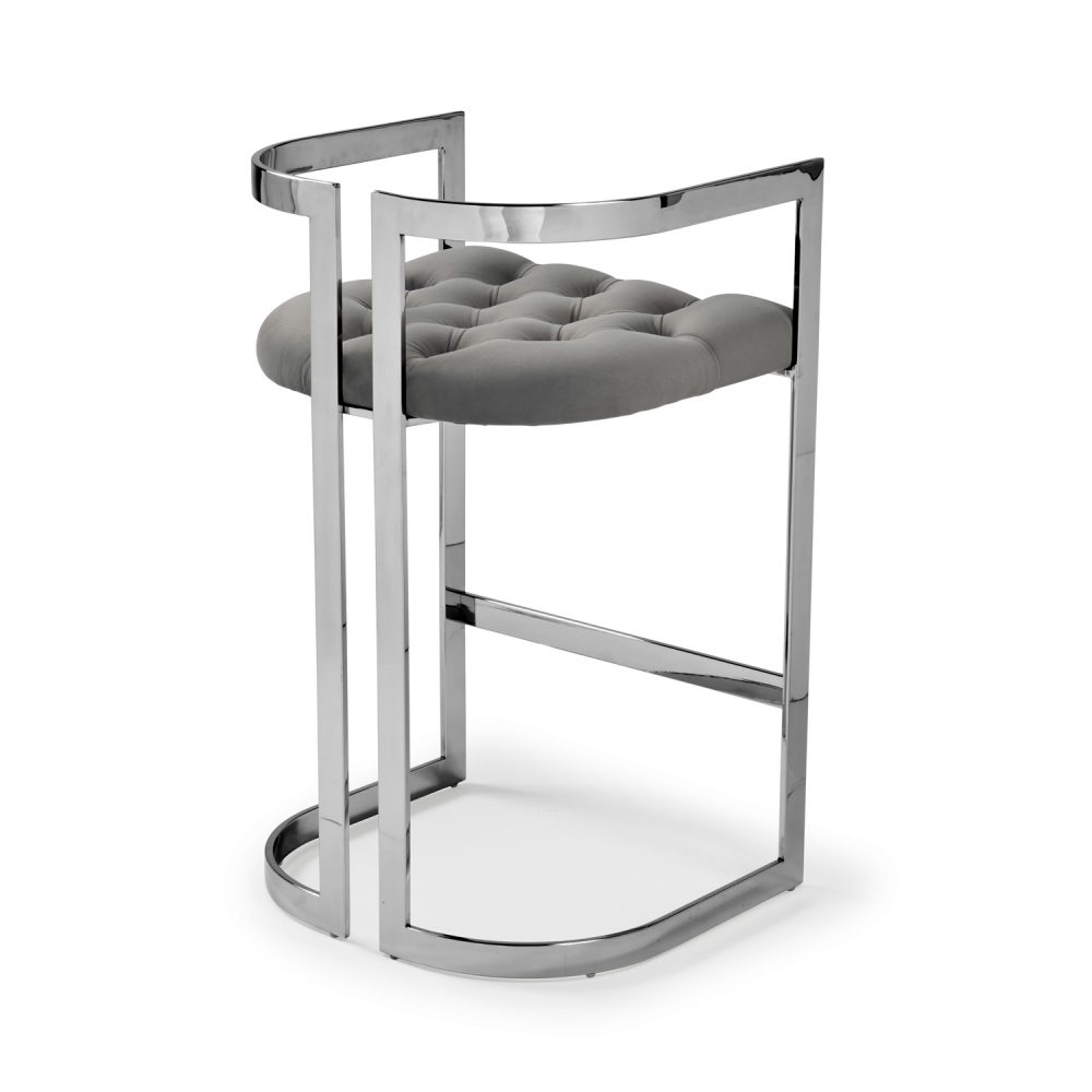 Annalise Grey Velvet Buttoned Kitchen Counter Stool - Image 8