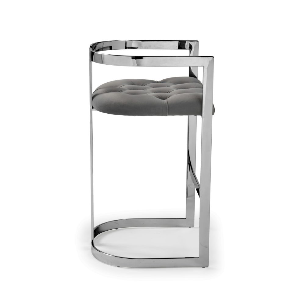 Annalise Grey Velvet Buttoned Kitchen Counter Stool - Image 10