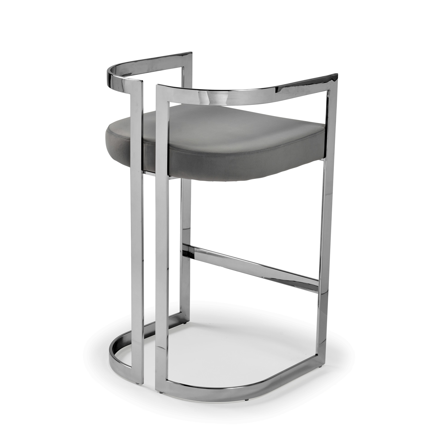 Annalise Grey Velvet Kitchen Barstool – Stainless Steel