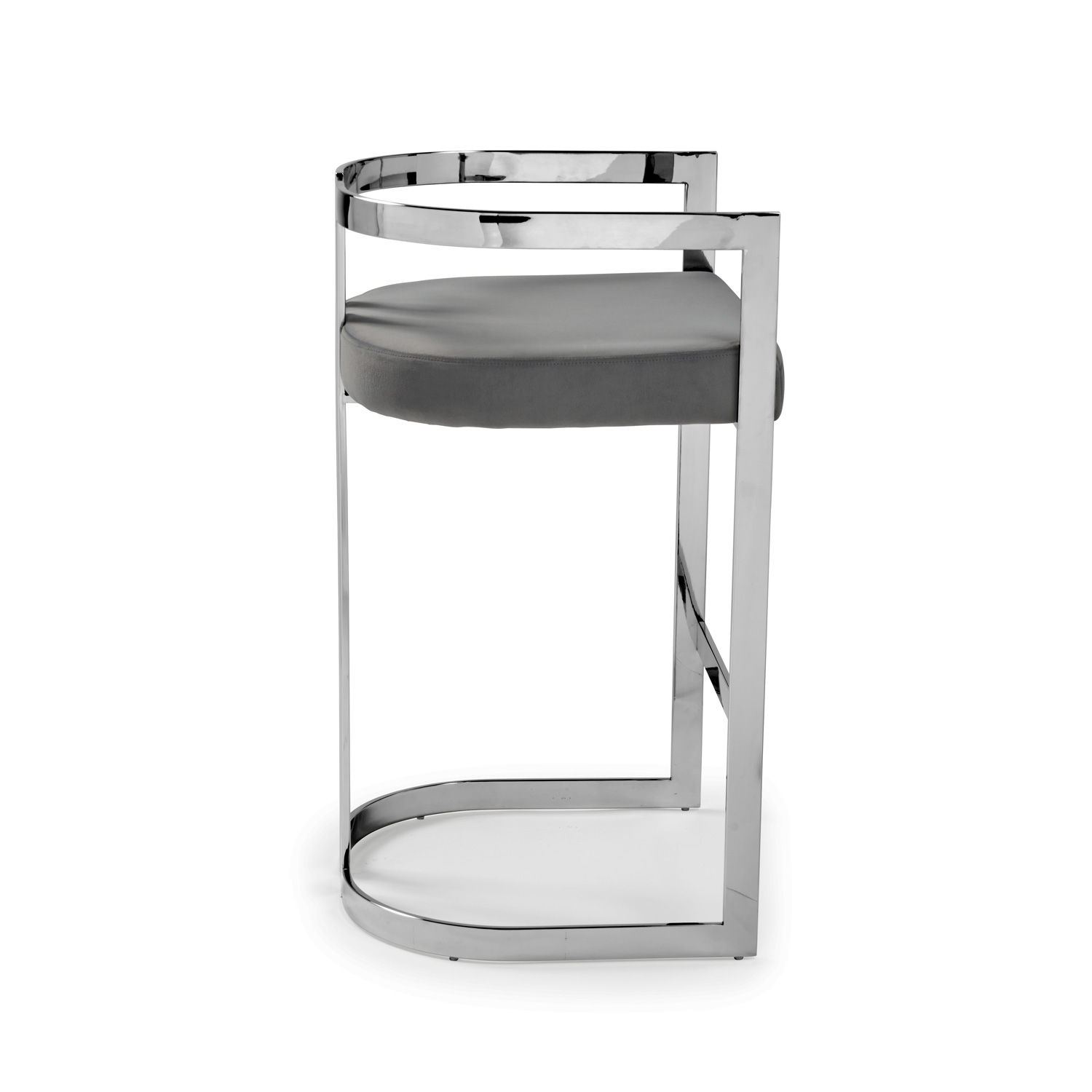 Annalise Grey Velvet Kitchen Barstool – Stainless Steel