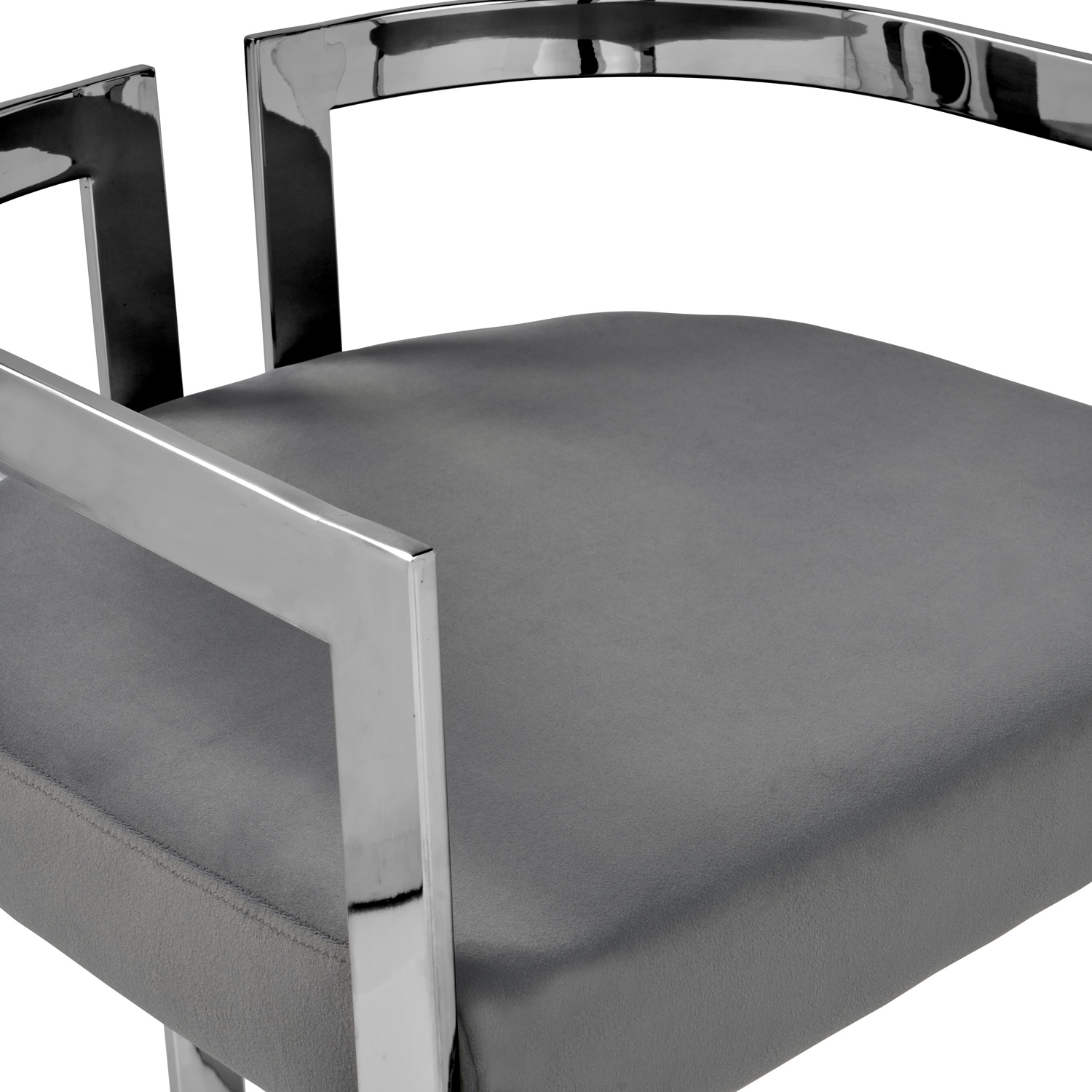 Annalise Grey Velvet Kitchen Stool – Stainless Steel