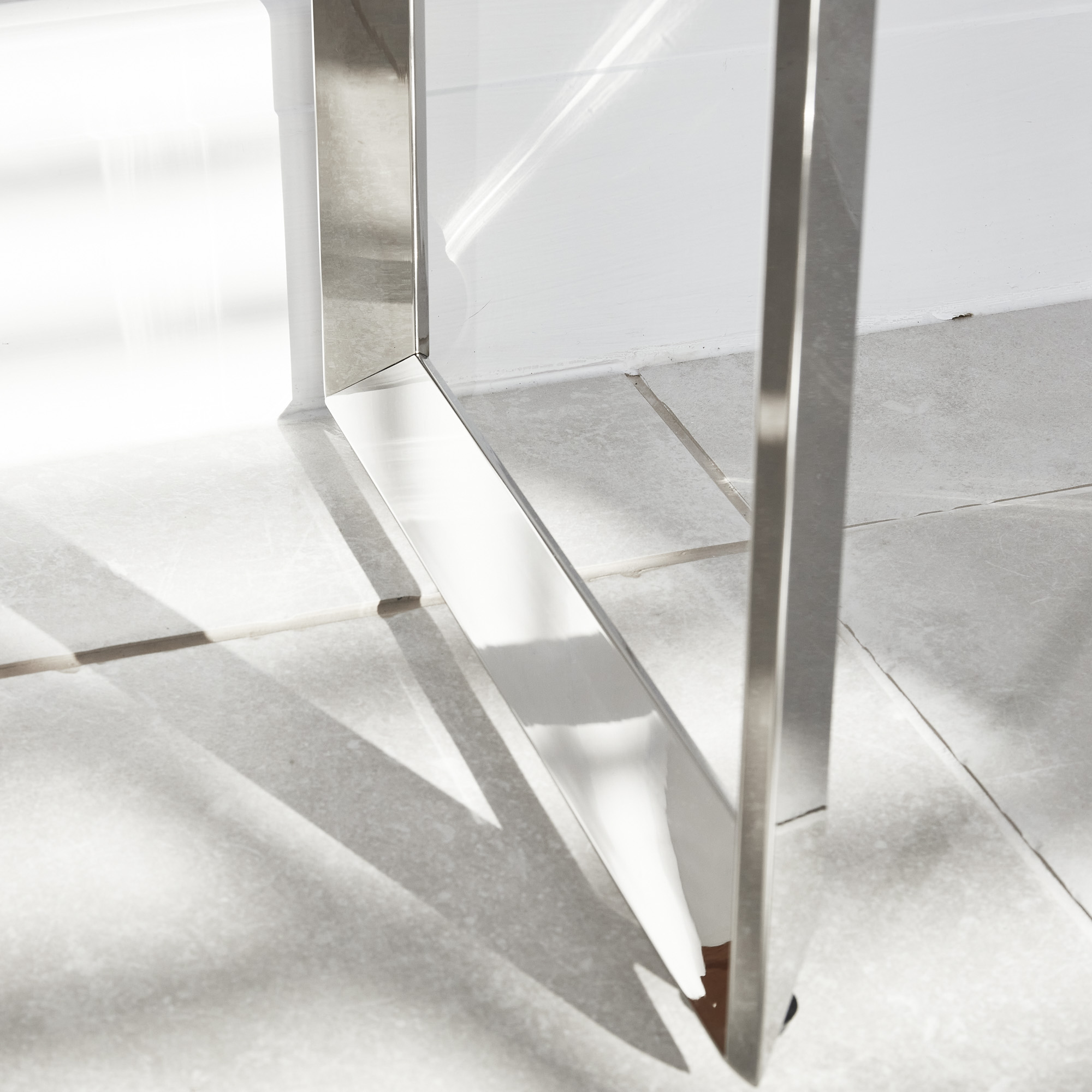 Small Glass Console Table With Polished Stainless Steel