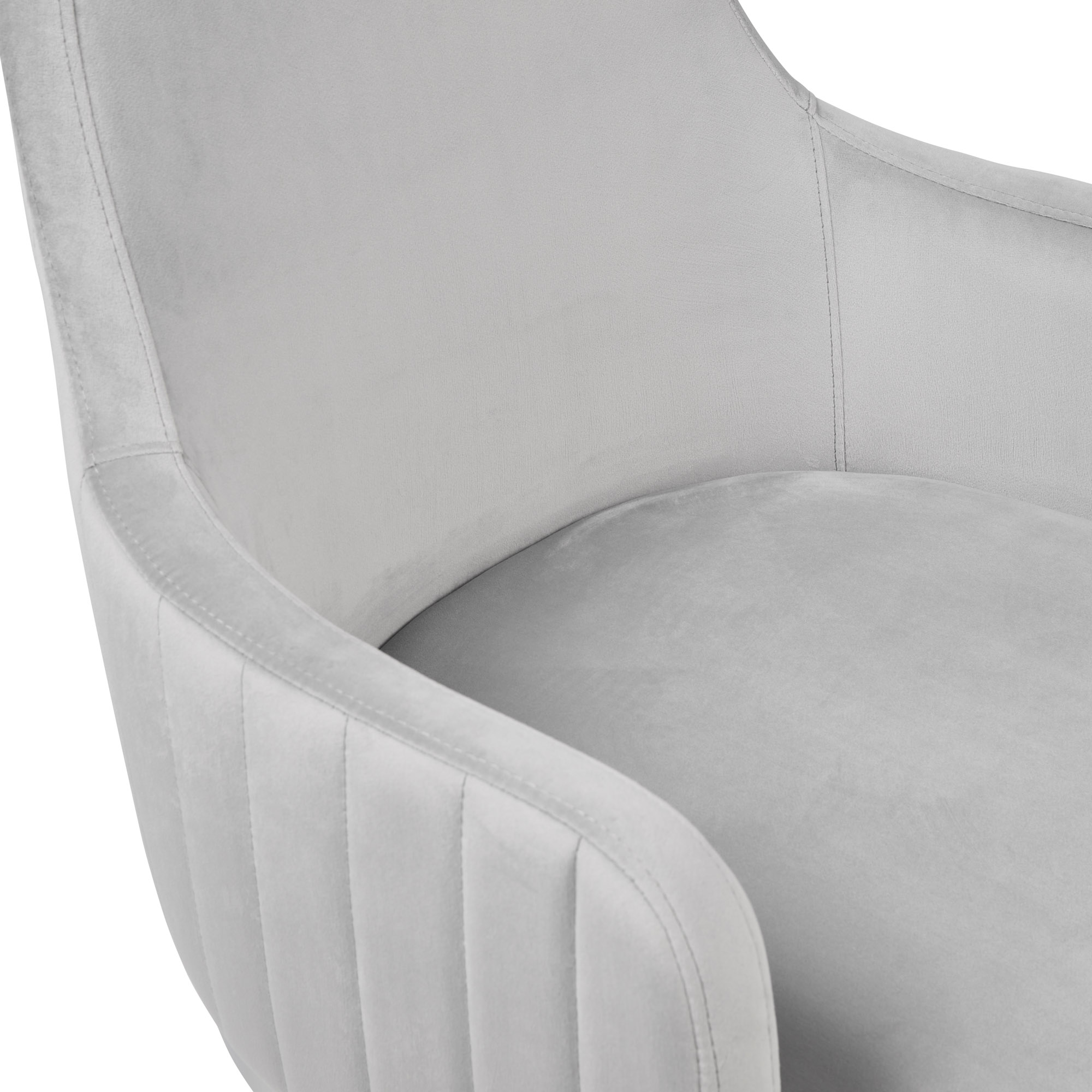 Barcelona Light Grey Brushed Velvet Upholstered Dining Chair – Stainless Steel Base