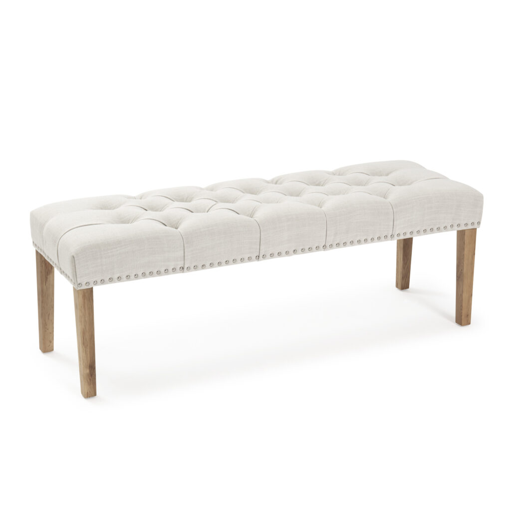 Richmond Natural Cream Linen Upholstered Dining Bench | Grosvenor Furniture