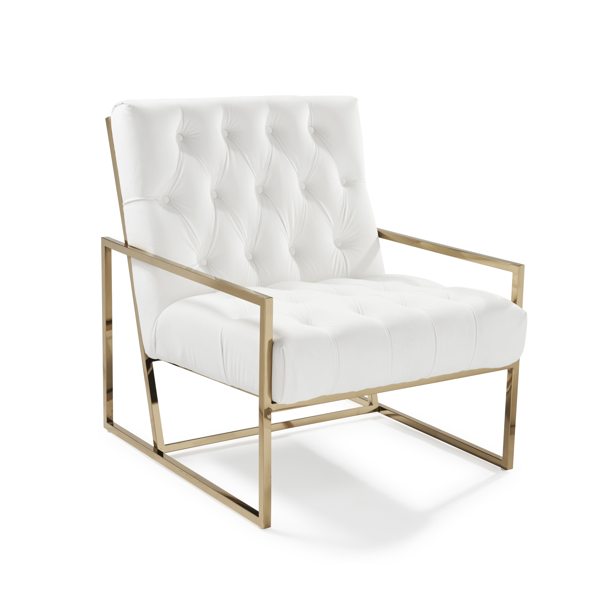 Bequest Accent Gold Stainless Steel & Pearl White Velvet Armchair