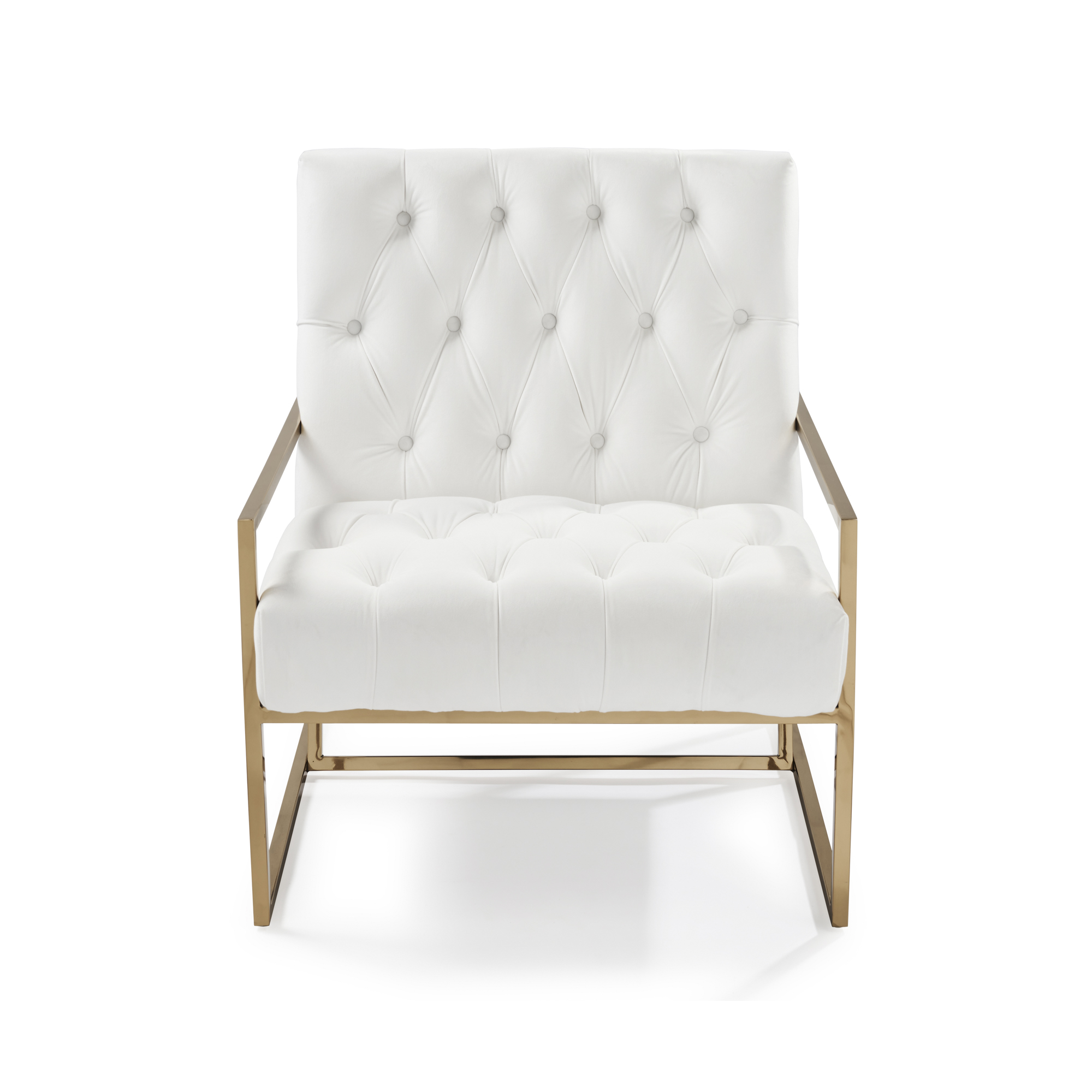 Bequest Accent Gold Stainless Steel & Pearl White Velvet Armchair