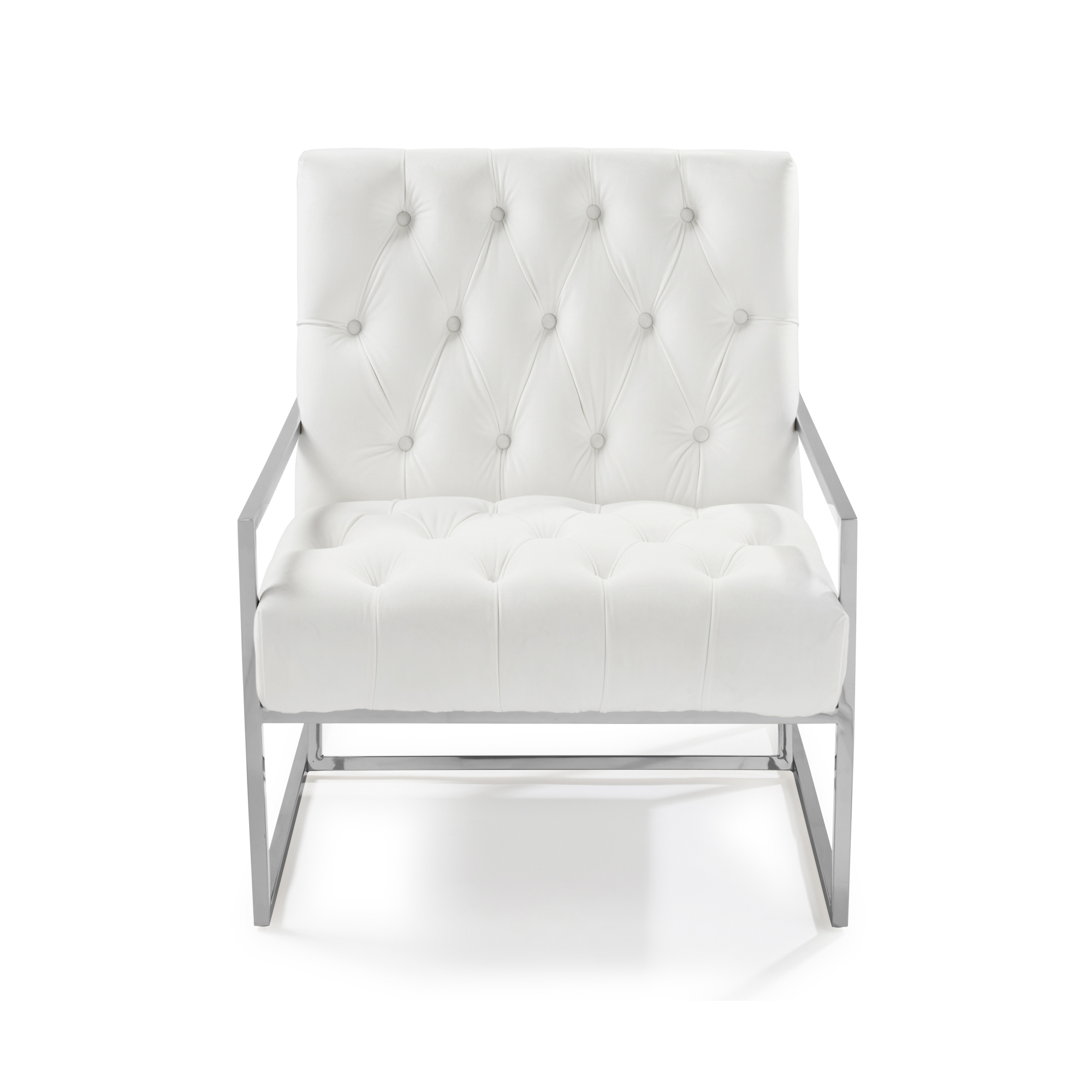 Bequest Accent Stainless Steel & Pearl White Velvet Lounge Armchair