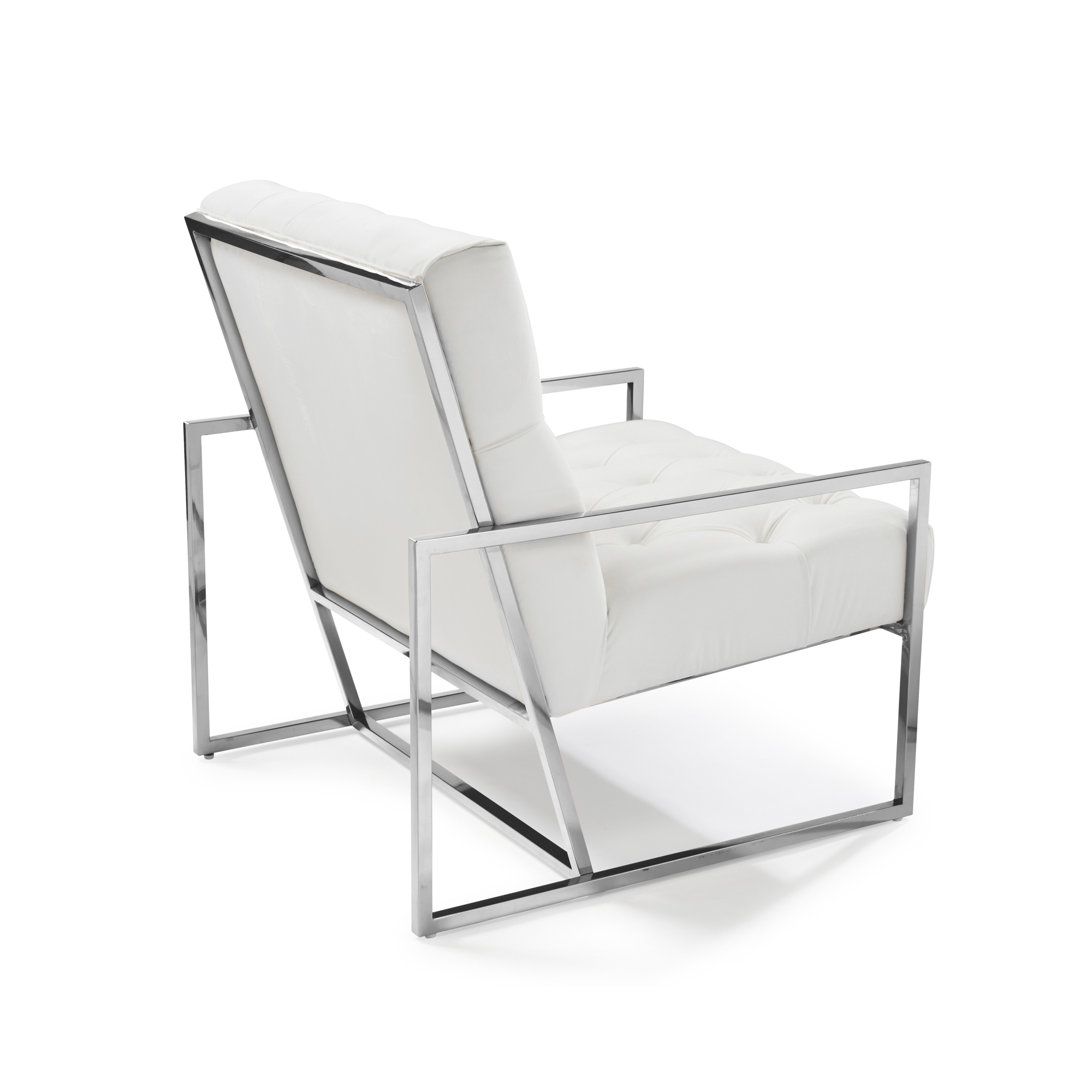 Bequest Accent Stainless Steel & Pearl White Velvet Lounge Armchair