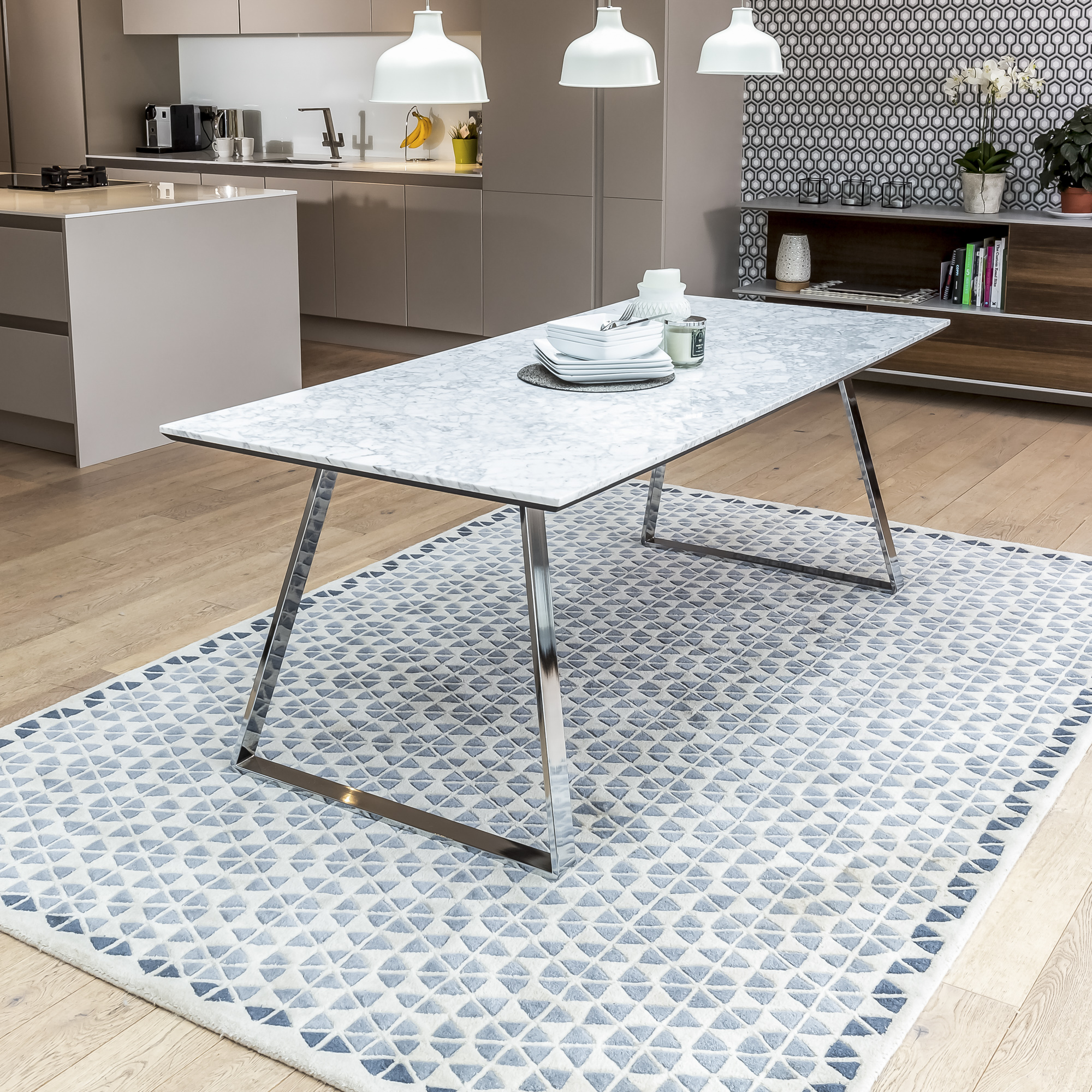 Modern 2m Carrara Marble Dining Table