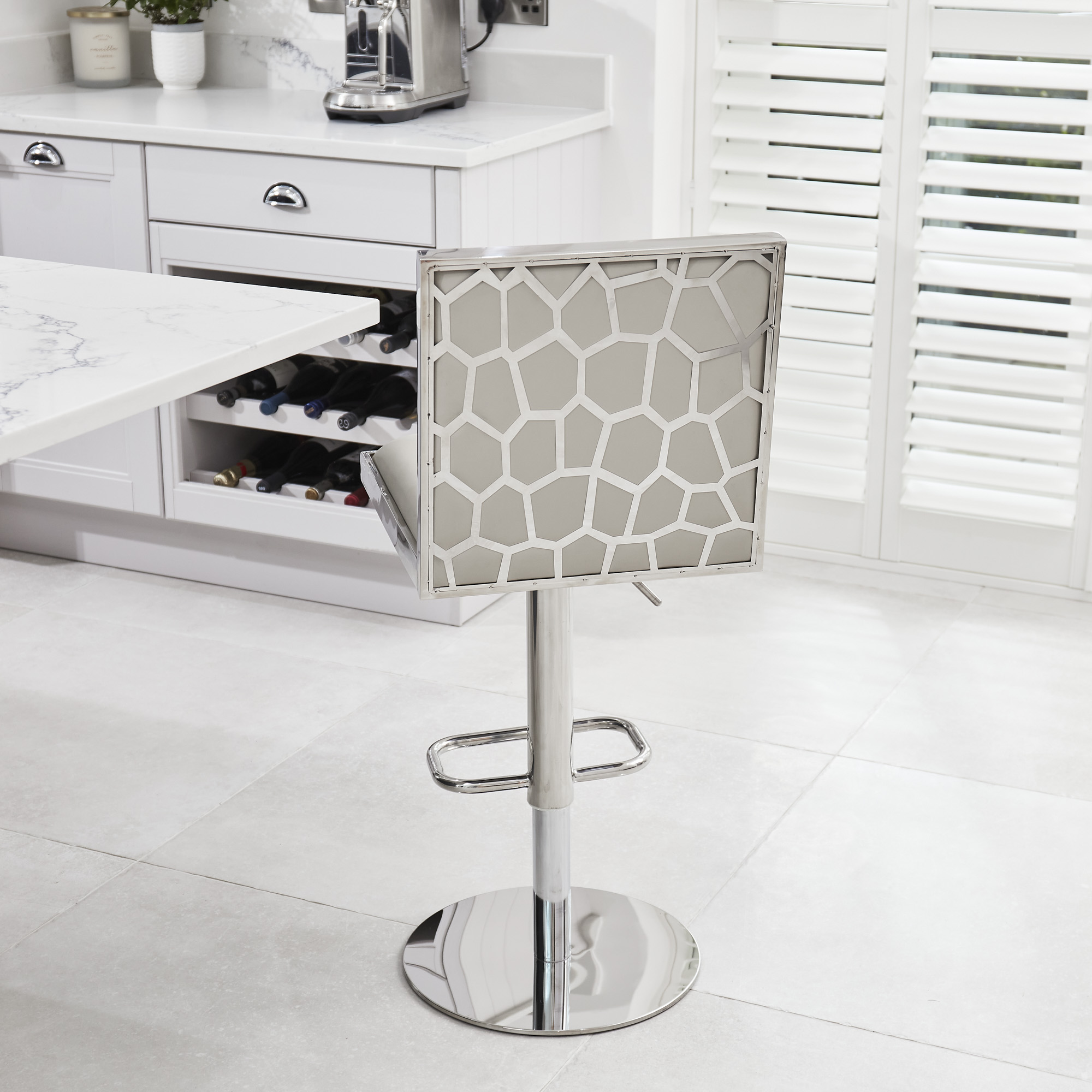 Mia Ivory Faux Leather Kitchen Barstool – Gas Lift