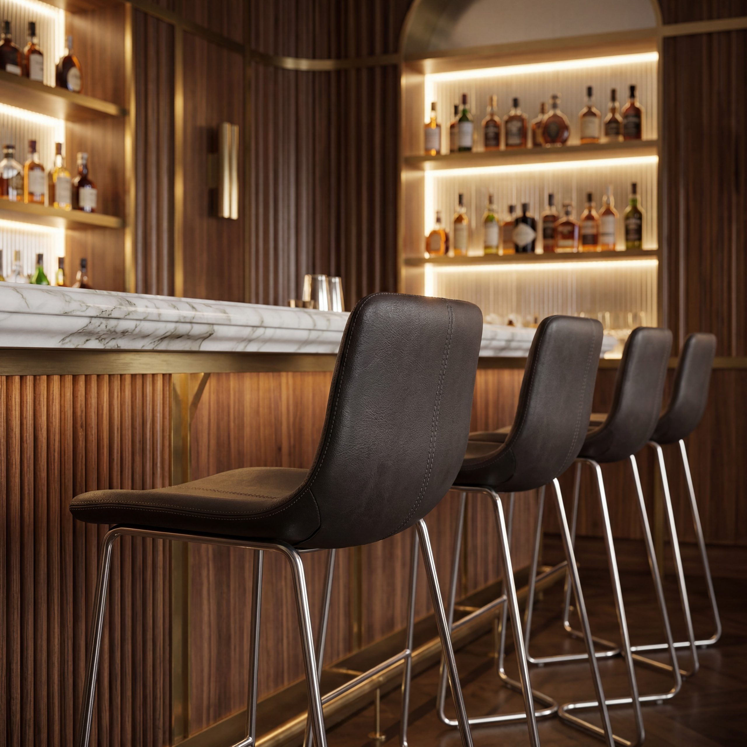 Austin Charcoal Brushed Steel Bar Stool - Image 3