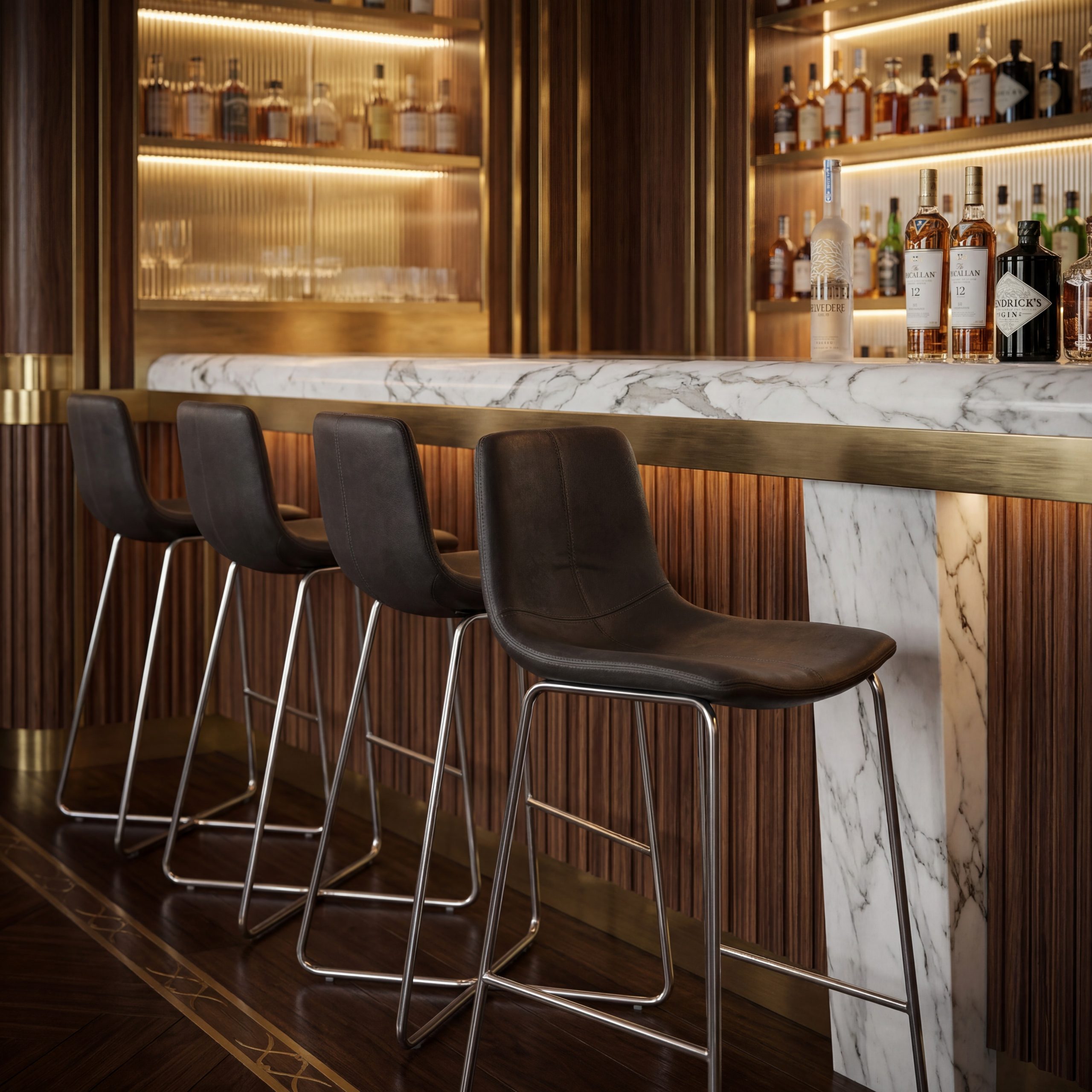 Austin Charcoal Brushed Steel Bar Stool - Image 2