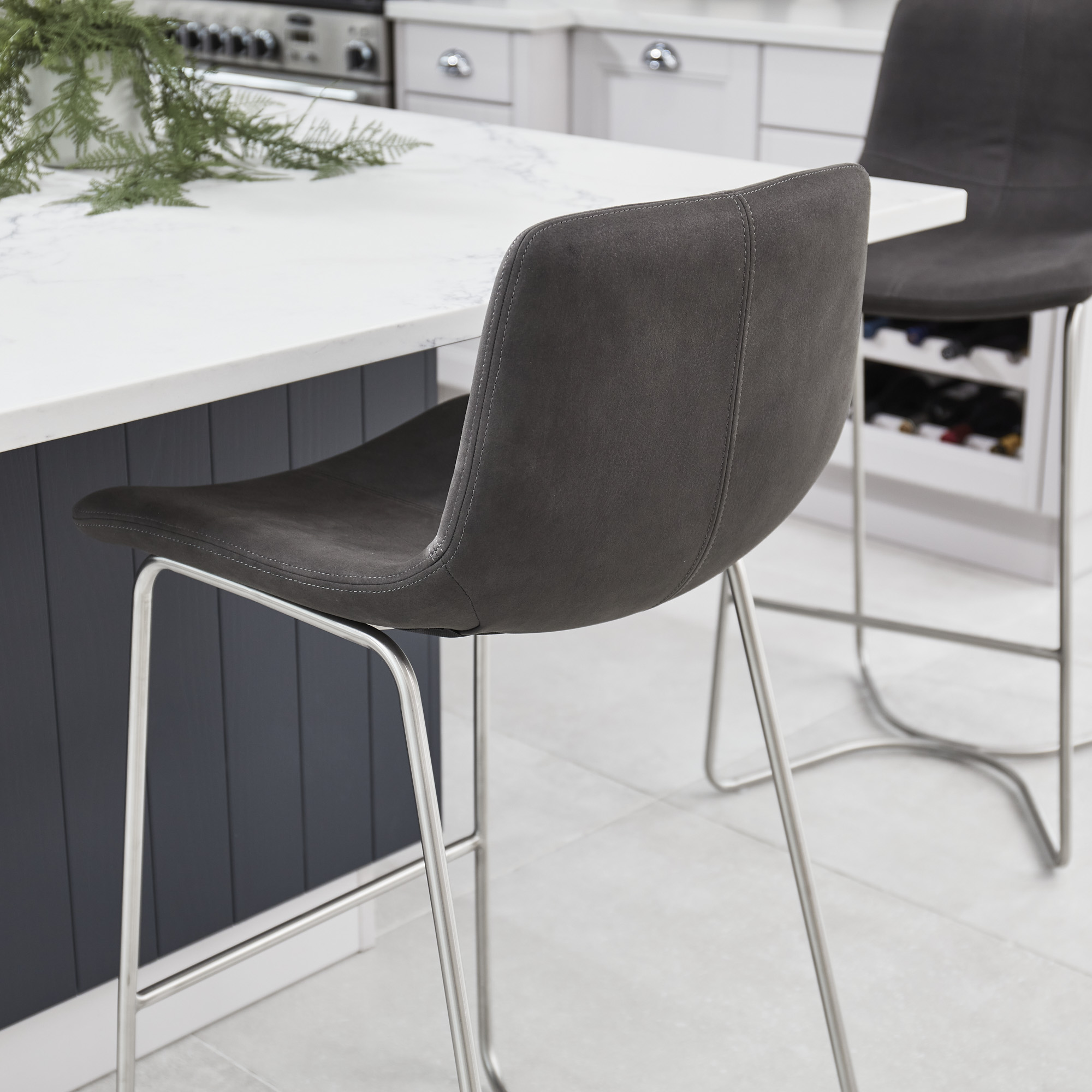 Austin Charcoal Brushed Steel Bar Stool