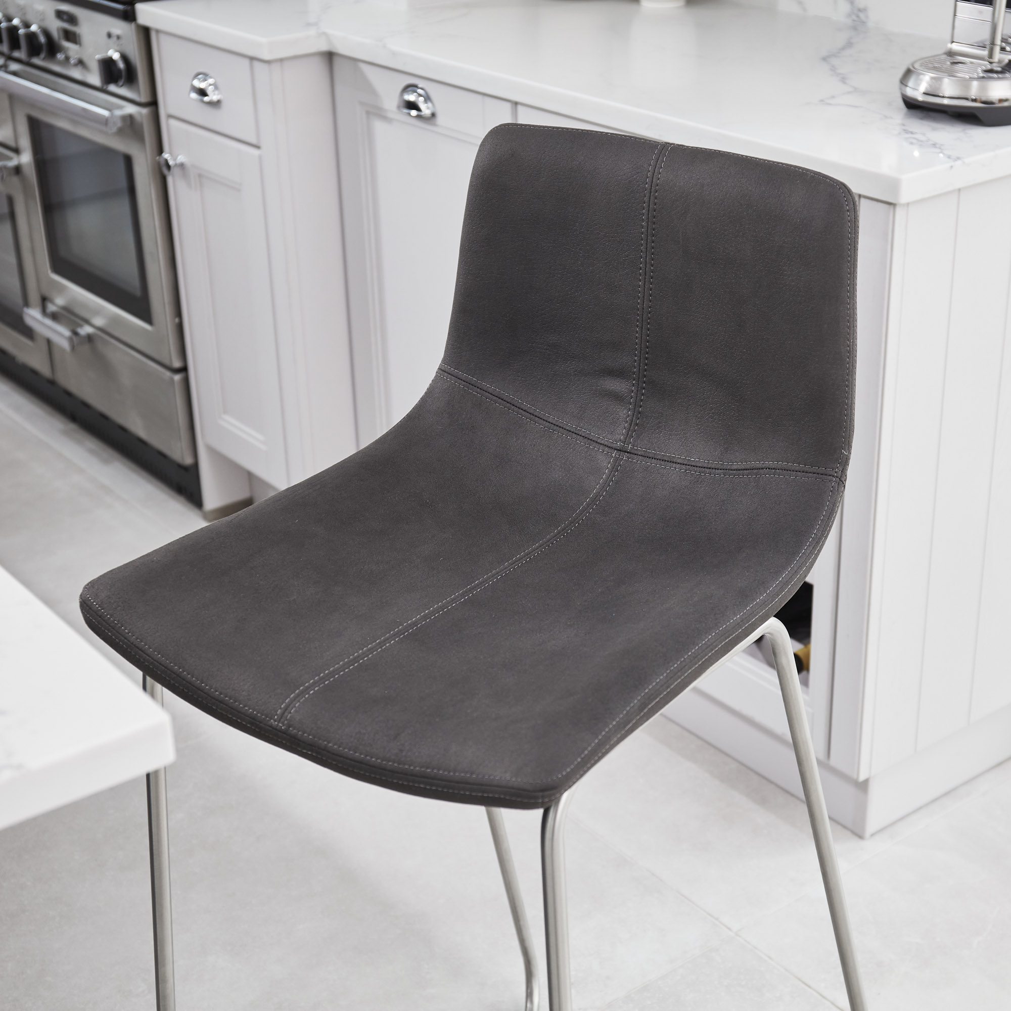 Austin Charcoal Brushed Steel Bar Stool