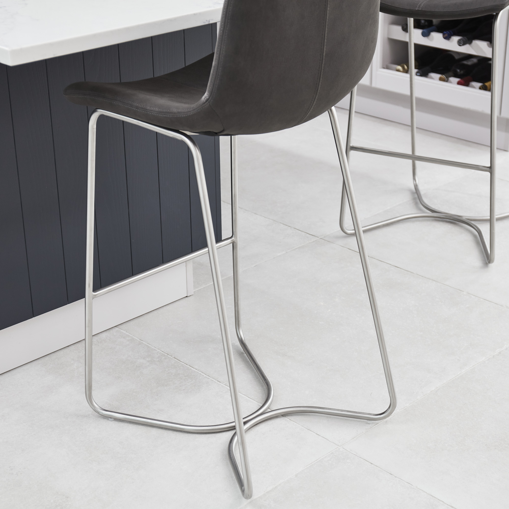 Austin Charcoal Brushed Steel Bar Stool