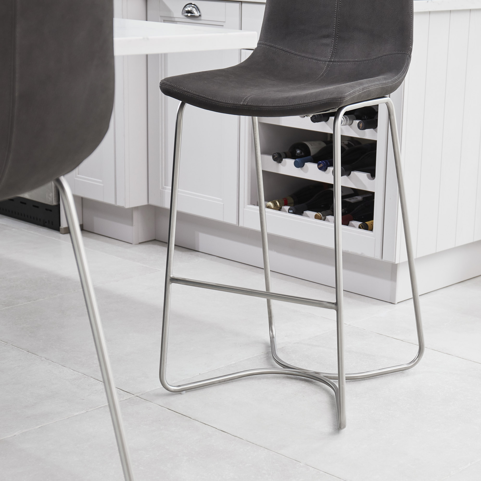 Austin Charcoal Brushed Steel Bar Stool