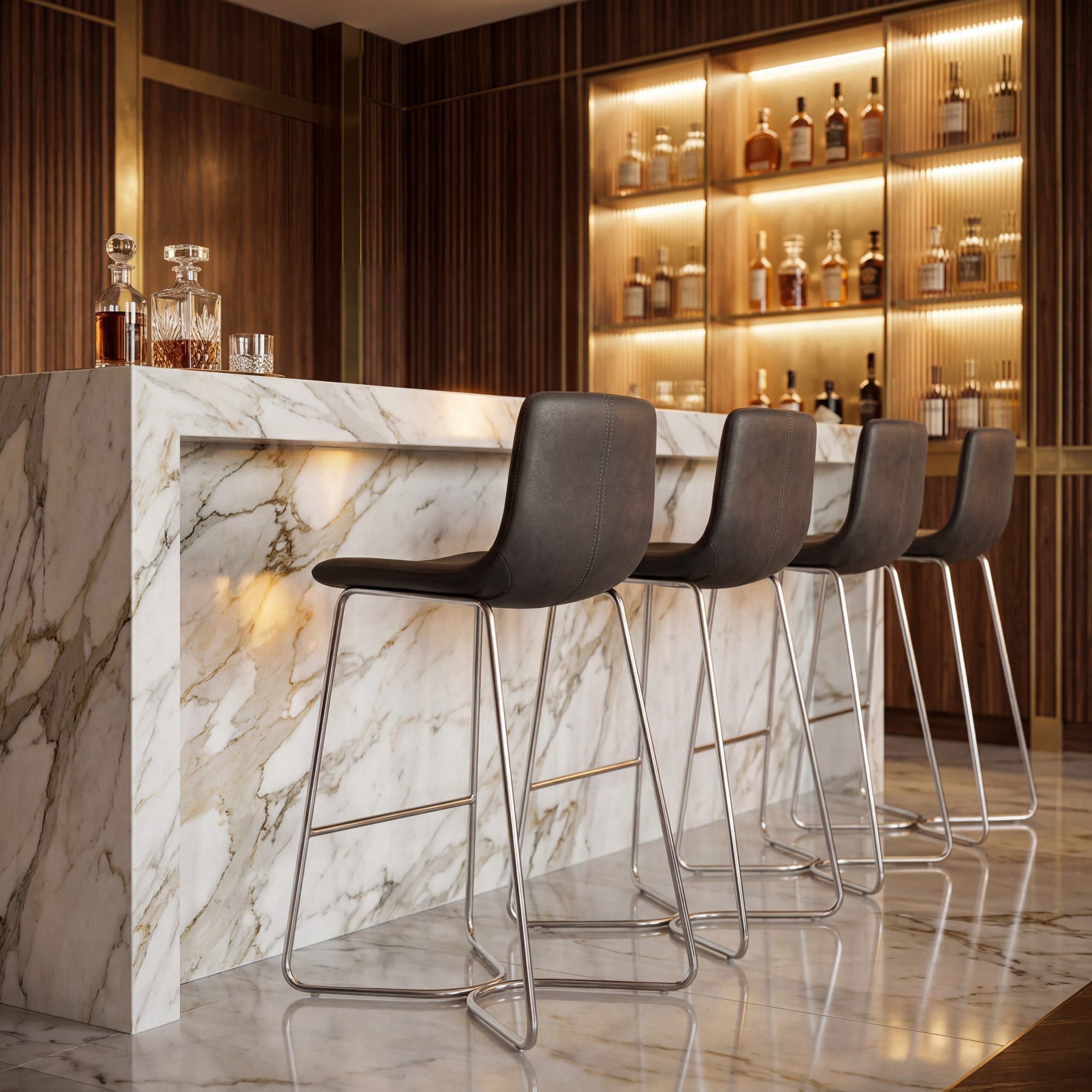 Austin Charcoal Brushed Steel Bar Stool