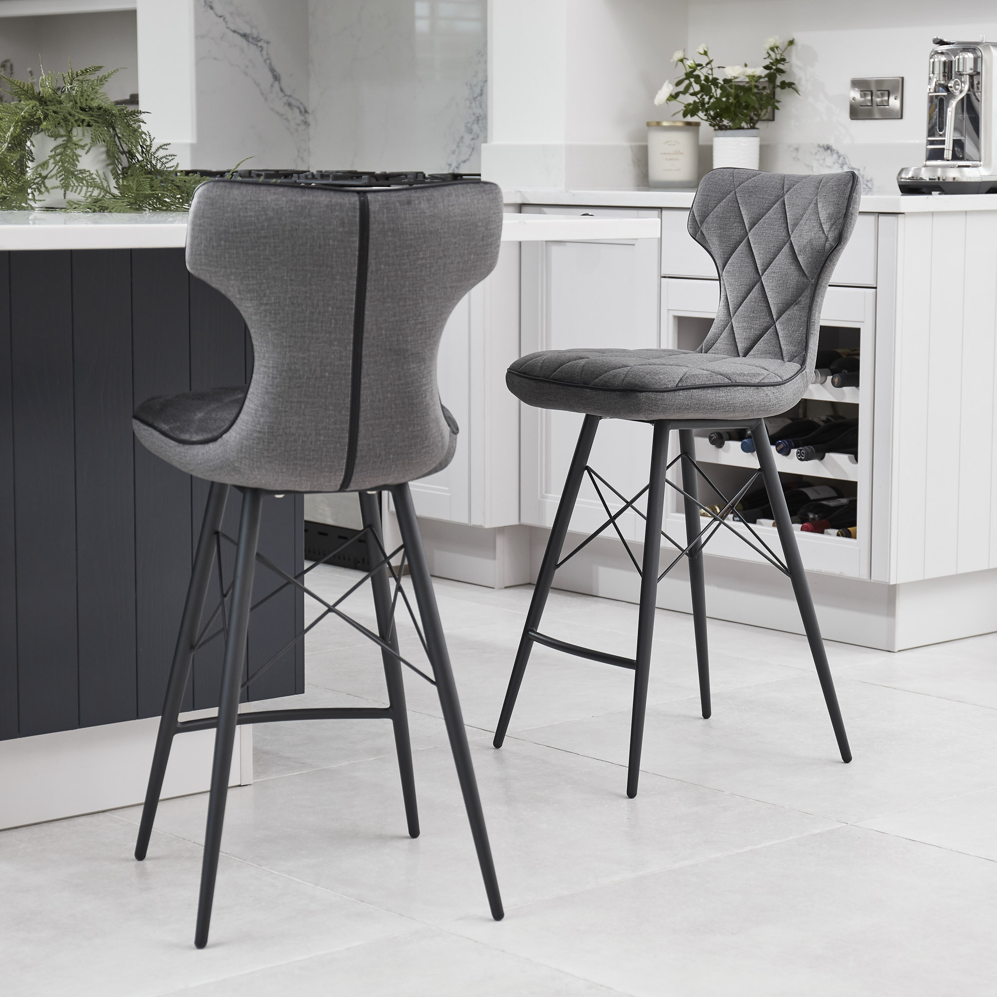 Phoenix Upholstered Grey Counter Stool