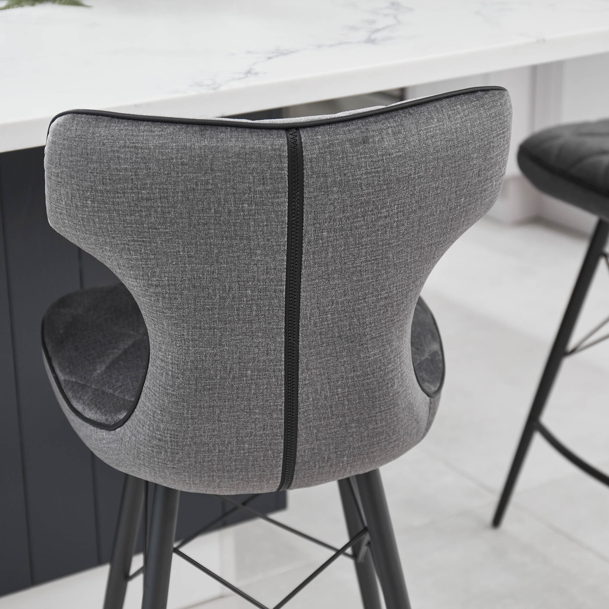 Phoenix Upholstered Grey Counter Stool