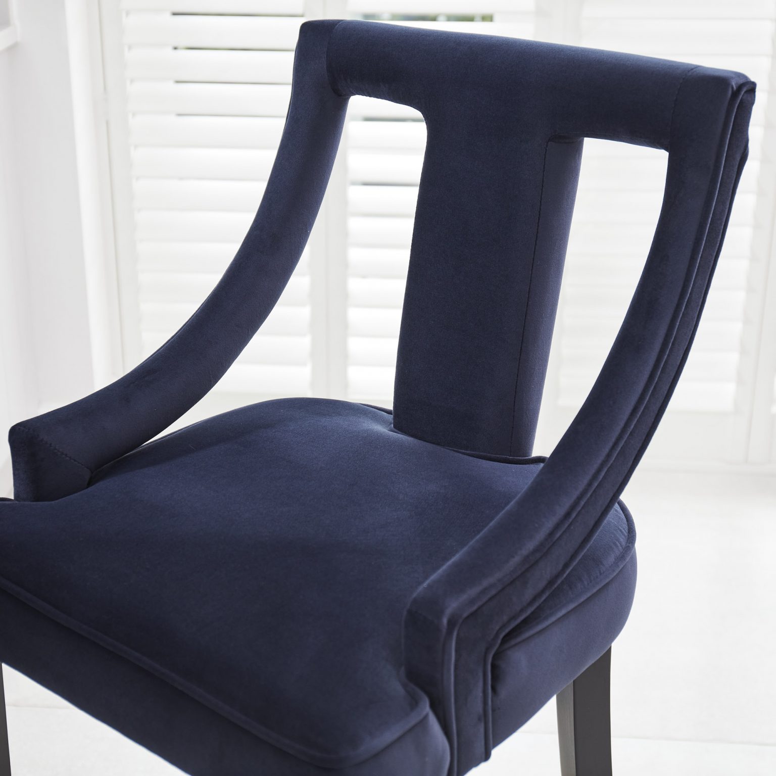 Juliette Dark Blue Velvet Bar Stool with Gold Trim Footrest Grosvenor